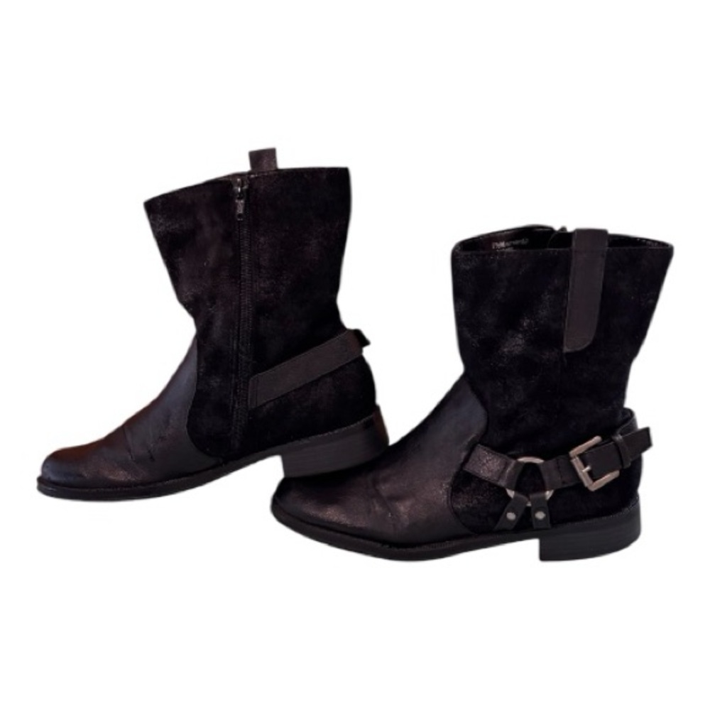 Aerosoles Outrider strap buckle Riding boots Black short booties shoes - Picture 2 of 12